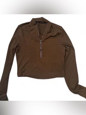Brown ribbed half zip